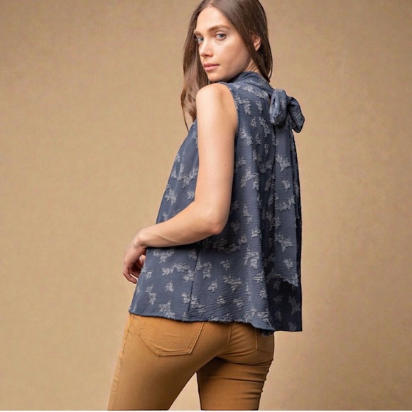 Easel Los Angeles Tops - EASEL Mock Neck Floral Sleeveless Top